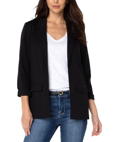 Liverpool Los Angeles Petite Ponte Boyfriend Blazer In Black