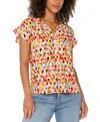 Liverpool Los Angeles Printed Dolman Sleeve Popover Blouse