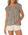 Liverpool Los Angeles Petite Printed Tie-back Dolman-sleeve Top In Gray