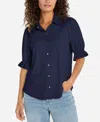 Liverpool Los Angeles Petite Puffed-sleeve Blouse In Blue
