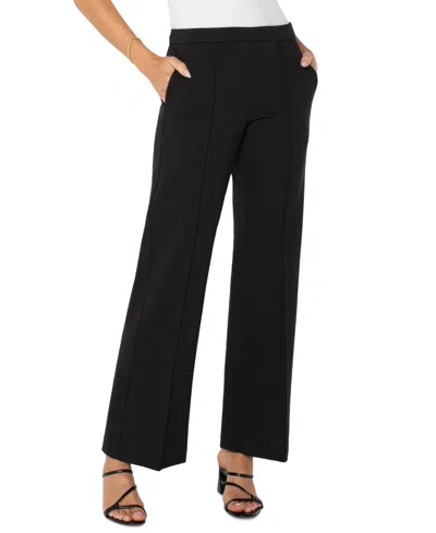 Liverpool Los Angeles Petite Pull-on Wide-leg Pants In Black