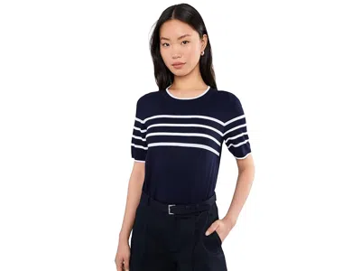 Liverpool Los Angeles Petite Short Sleeve Crew Neck Sweater In Blue