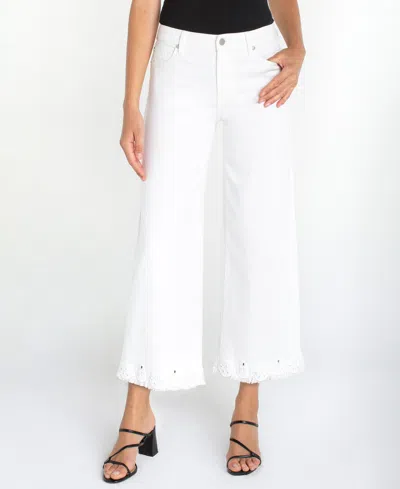 Liverpool Los Angeles Petite Stride Crop Wide-leg Jeans In White