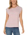 Liverpool Los Angeles Stripe Muscle Tee In Pink