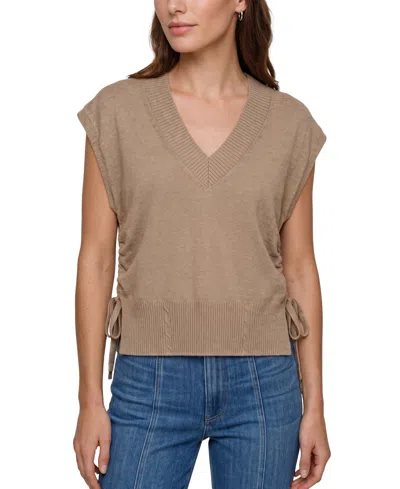 Liverpool Los Angeles Petite V-neck Dolman Popover Adjustable-side-ties Sweater In Harvest Khako