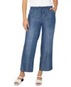 Liverpool Los Angeles Trendy Plus Size Chambray Pull-on Cropped Pants
