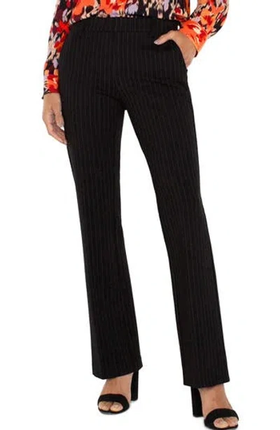 Liverpool Los Angeles Pinstripe Flare Pants In Black/white Pinstripe
