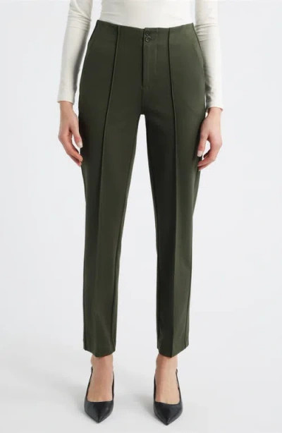 Liverpool Los Angeles Pintuck Pleat Front Slim Leg Pants In Brown