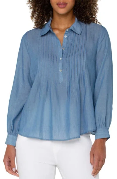 LIVERPOOL LOS ANGELES LIVERPOOL LOS ANGELES PINTUCK PLEAT WOVEN LONG SLEEVE SHIRT