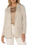 Liverpool Los Angeles Plaid Boyfriend Blazer In Cream Tan Plaid