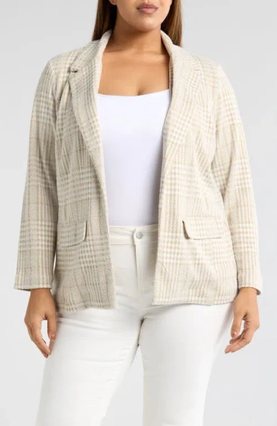 Liverpool Los Angeles Plaid Boyfriend Blazer In Cream Tan Plaid
