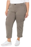 Liverpool Los Angeles Plaid Crop Cargo Pants In Gray