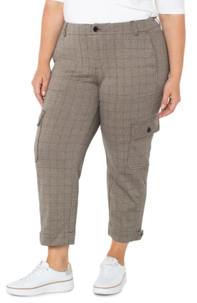 Liverpool Los Angeles Plaid Crop Cargo Pants In Gray