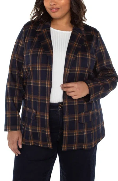Liverpool Los Angeles Plaid Notched Lapel Blazer In Blue
