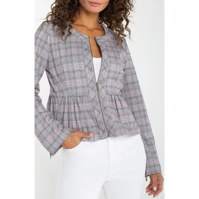 Liverpool Los Angeles Plaid Peplum Zip Jacket In Multi