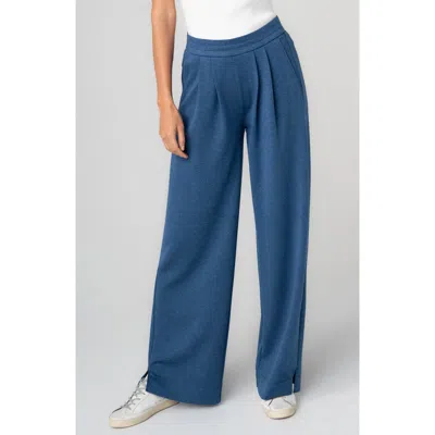 Liverpool Los Angeles Pleat Front Pull On Wide Leg Pants In Blue