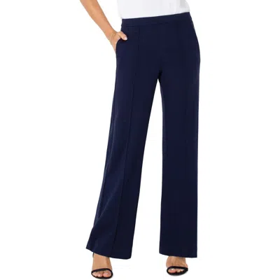 Liverpool Los Angeles Pleat Front Wide Leg Pants In Cadet Blue