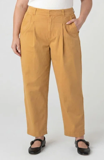 Liverpool Los Angeles Pleated High Waist Ankle Tapered Pants In Gold