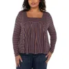 Liverpool Los Angeles Pleated Square Neck Top In Multi