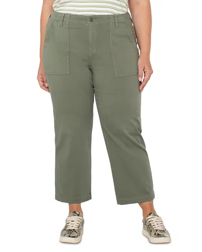 Liverpool Los Angeles Plus Cropped Cargo Pants In Martini Olive