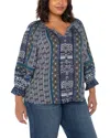 Liverpool Los Angeles Plus Geo Print Blouse In Blue