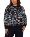 Liverpool Los Angeles Plus Jacquard Drop Shoulder Crewneck Sweater In Multi
