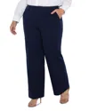 Liverpool Los Angeles Plus Satin Pleated Pants In Navy Eclipse