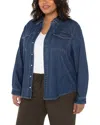 Liverpool Los Angeles Plus Long Sleeve Button Front Shirt In Blue