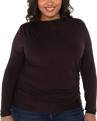 Liverpool Los Angeles Plus Mock Neck Top In Burgundy