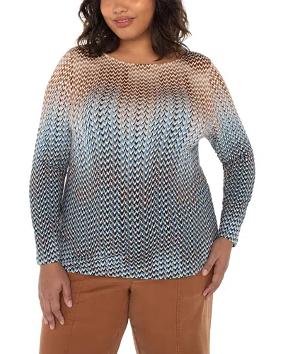 Liverpool Los Angeles Plus Ombre Print Top In Gray