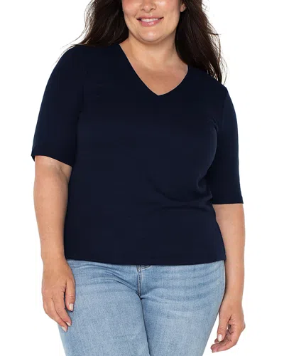 Liverpool Los Angeles Plus Rib Knit Top In Dark Navy