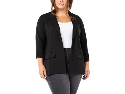 Liverpool Los Angeles Plus Size Boyfriend Blazer W/ Princess Darts In Black
