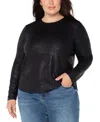 Liverpool Los Angeles Plus Size Long Sleeve Draped Knit Top In Black