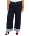 Liverpool Los Angeles Plus Size Morgan Cuffed Wide Leg Pants In Black