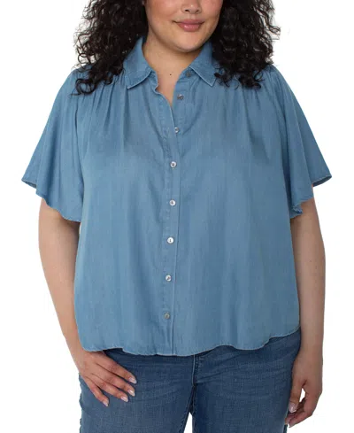 LIVERPOOL LOS ANGELES PLUS SIZE SHIRRED SHIRT