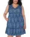Liverpool Los Angeles Plus Size Sleeveless Frayed Dress