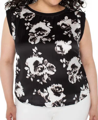 Liverpool Los Angeles Plus Size Sleeveless Mixed-media Top In Multi