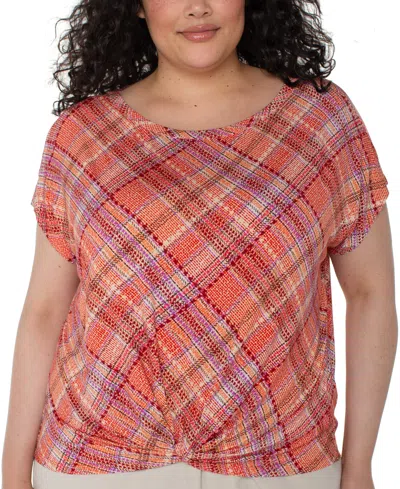 Liverpool Los Angeles Plus Size Twist-front Top In Multi