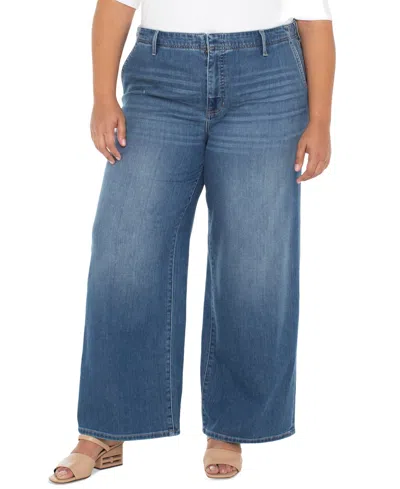 Liverpool Los Angeles Plus Size Weekender High-rise Wide-leg Jeans In Blue