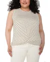 Liverpool Los Angeles Plus Sleeveless Crewneck Twist Front Knit Top In Neutral