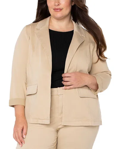 Liverpool Los Angeles Plus Soft Touch Twill Fitted Blazer In Cappuccino