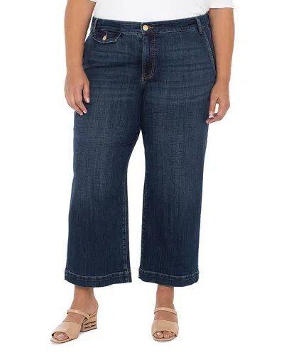 Liverpool Los Angeles Plus Stride High Rise Wide Leg Jeans In Albany In Blue