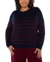 Liverpool Los Angeles Plus Stripe Long Sleeve Drop Shoulder Sweater In Blue