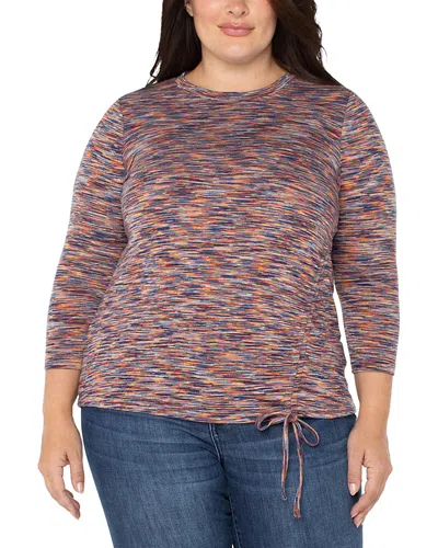 Liverpool Los Angeles Plus Three Quarter Sleeve Knit Top In Carnelian Multi