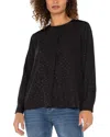 Liverpool Los Angeles Popover Woven Blouse In Black Dot