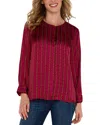 Liverpool Los Angeles Women's Printed Popover Blouse In Ruby Dotted Stripe