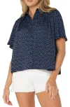 Liverpool Los Angeles Print Short Sleeve Button-up Shirt In Navy White Ditsy