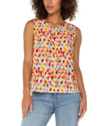 LIVERPOOL LOS ANGELES PRINTED BACK BUTTON SLEEVELESS BLOUSE