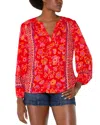 Liverpool Los Angeles Floral Button-up Shirt In Red