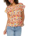 Liverpool Los Angeles Printed Dolman Sleeve Popover Blouse